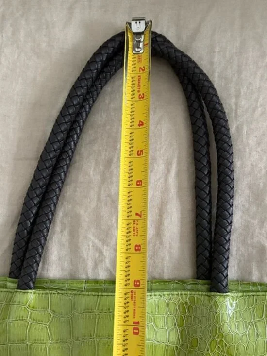 Neiman Marcus Green Crocodile Braided Handle Lined Tote Bag - Picture 11 of 11